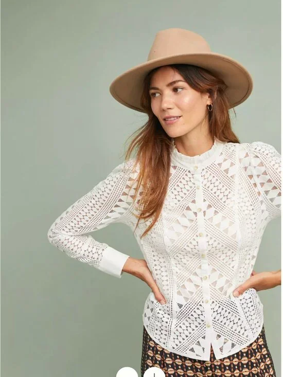 Anthropologie Lace Button Down Blouse - Picture 3 of 11